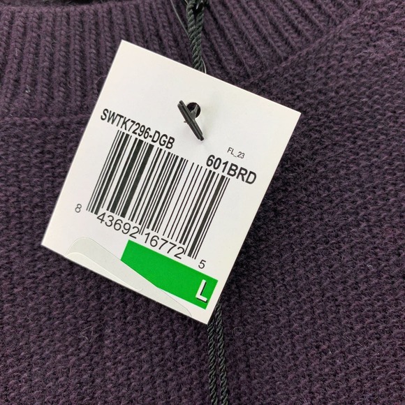 Dylan Gray Mens Raglan Crewneck Viscose Cashmere Blend Sweater Purple L - Picture 3 of 4